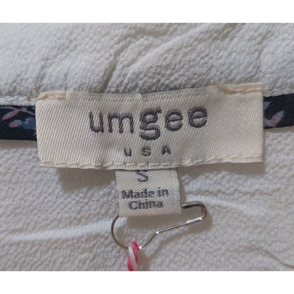 NWT Umgee White 3D Organza Split Neck Dress/Puff Sleeve Dress SMALL - Picture 5 of 11